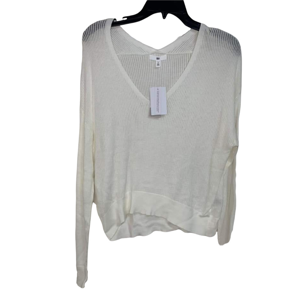 BP. Ivory Rubbed Long Sleeve V-neck‎ Size Medium NWT